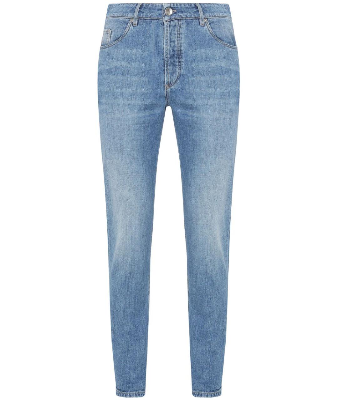 BRUNELLO CUCINELLI Голубые хлопковые джинсы скинни, фото 1