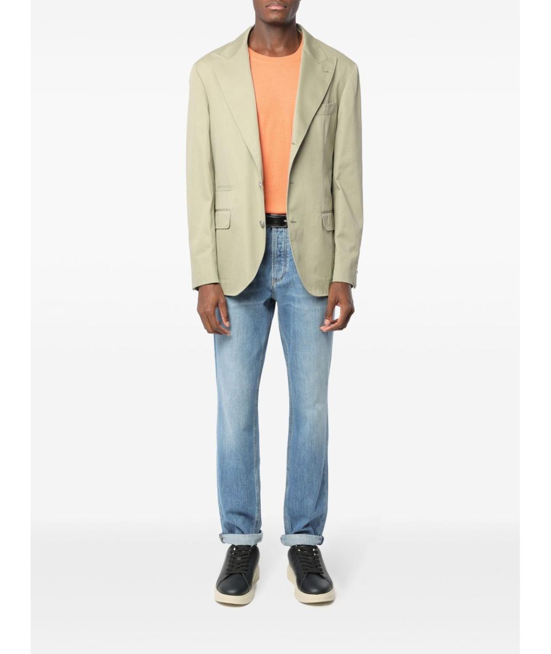 BRUNELLO CUCINELLI Голубые хлопковые джинсы скинни, фото 4