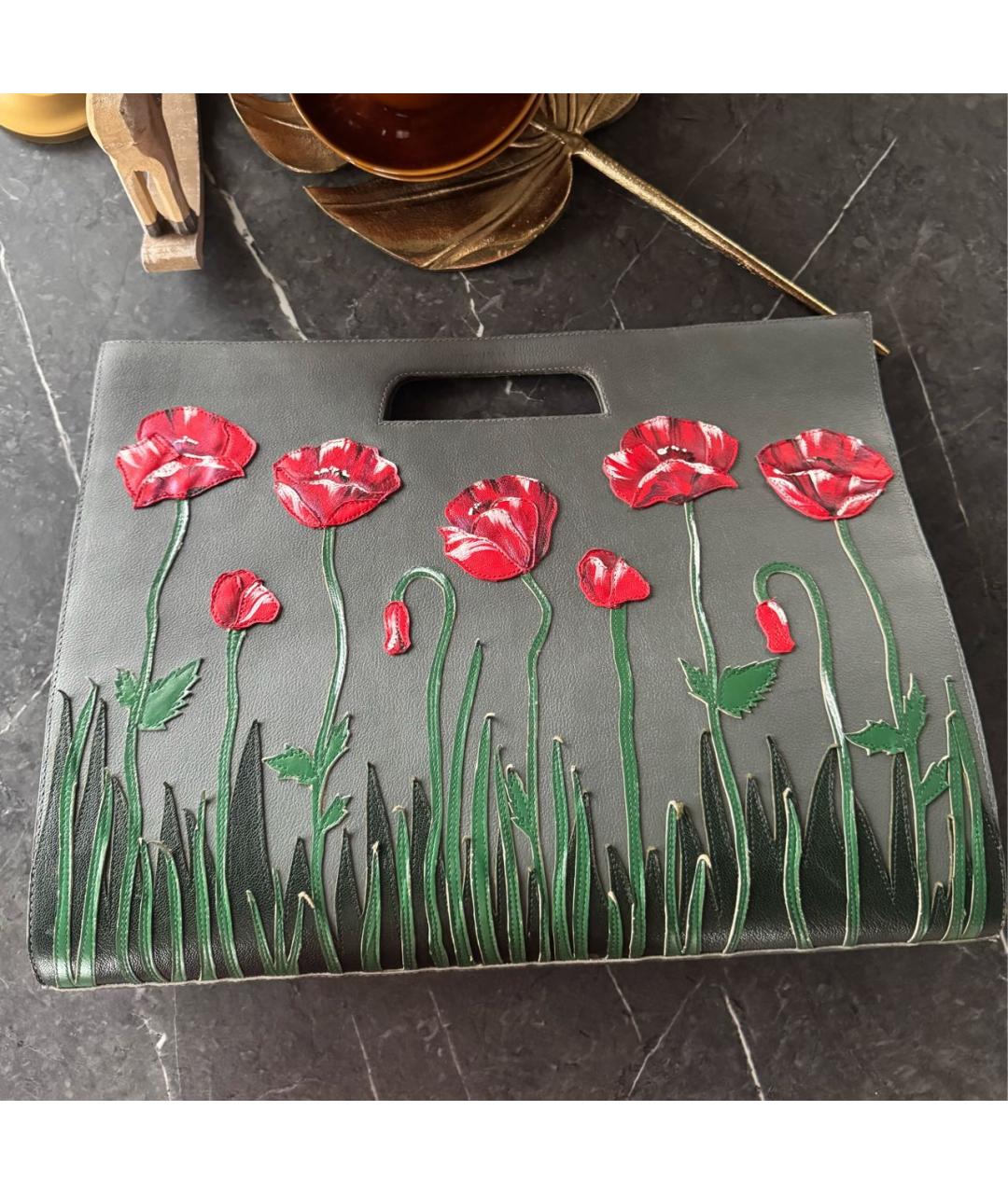 ALEXANDER ARUTYUNOV Серая кожаная сумка с короткими ручками, фото 2