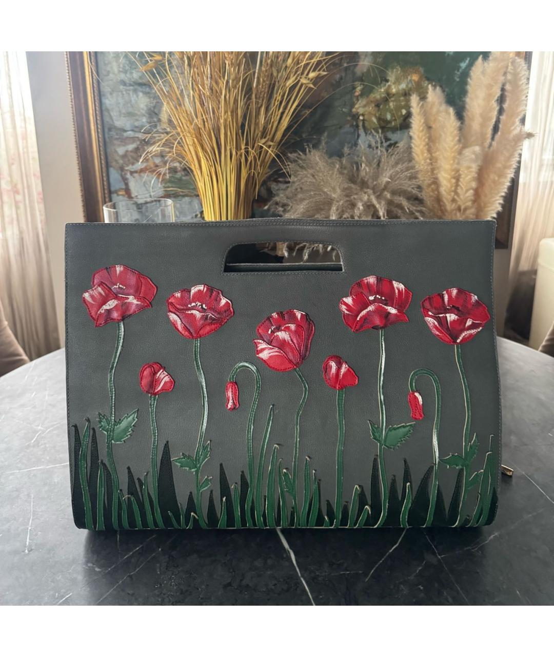 ALEXANDER ARUTYUNOV Серая кожаная сумка с короткими ручками, фото 5