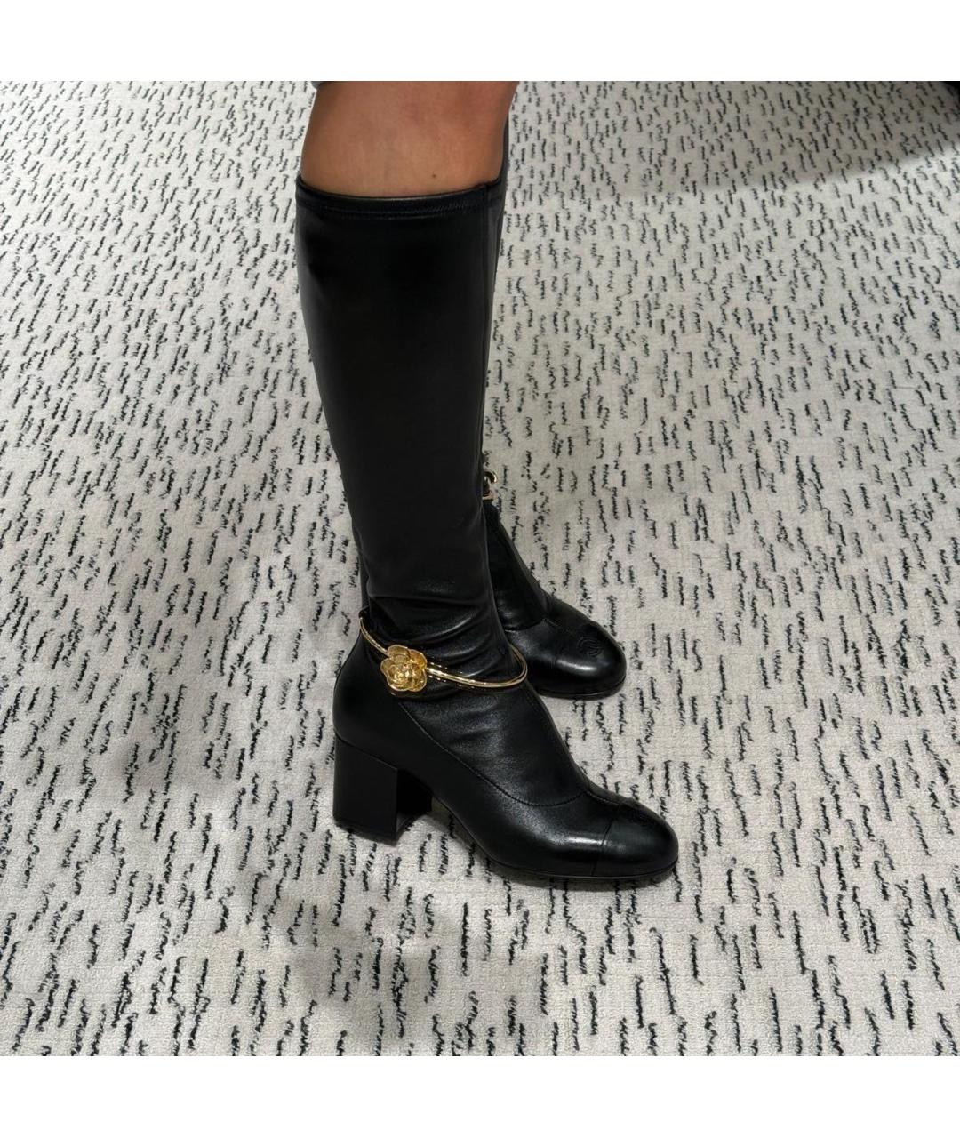 CHANEL Черные кожаные сапоги, фото 6