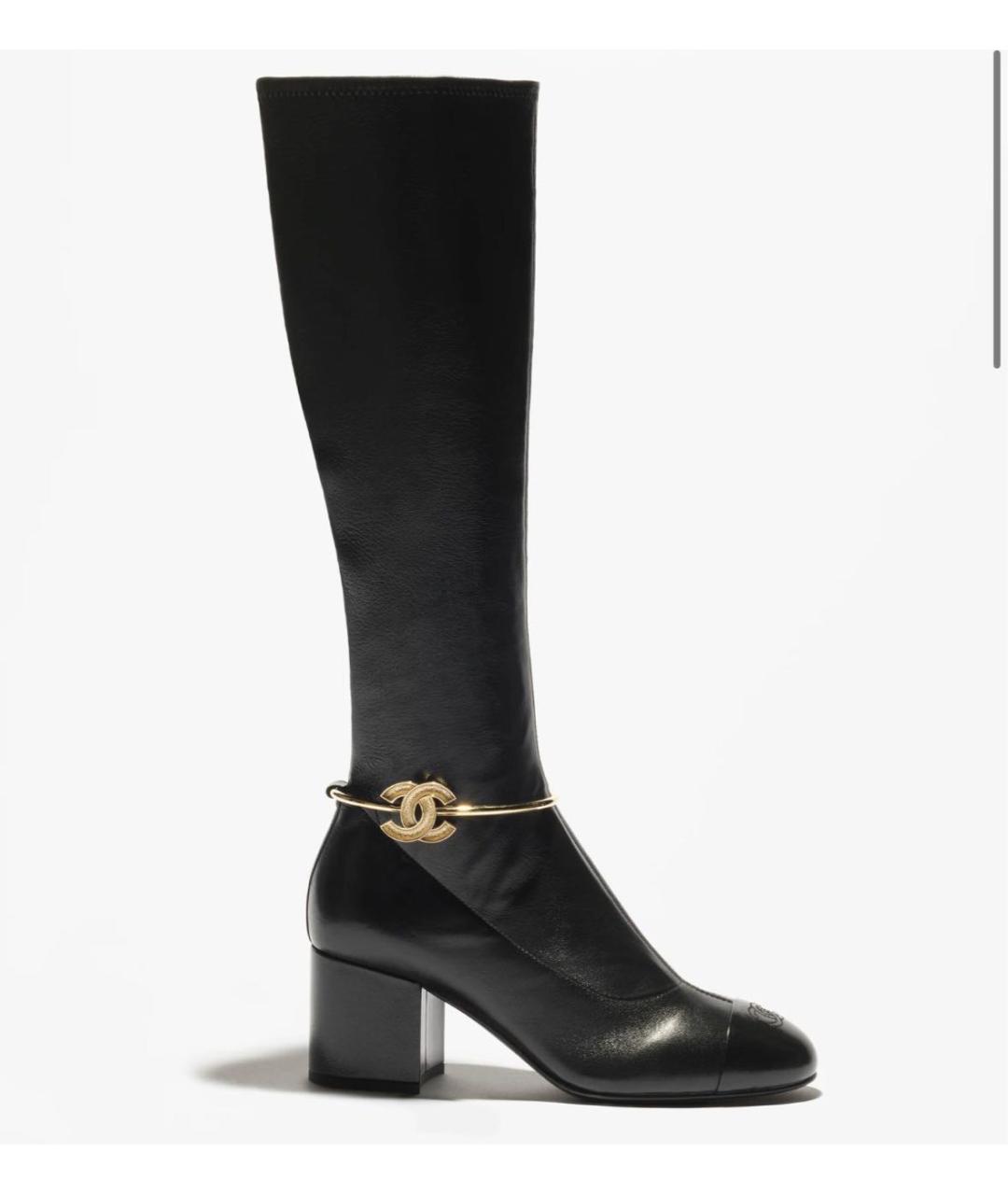 CHANEL Черные кожаные сапоги, фото 7