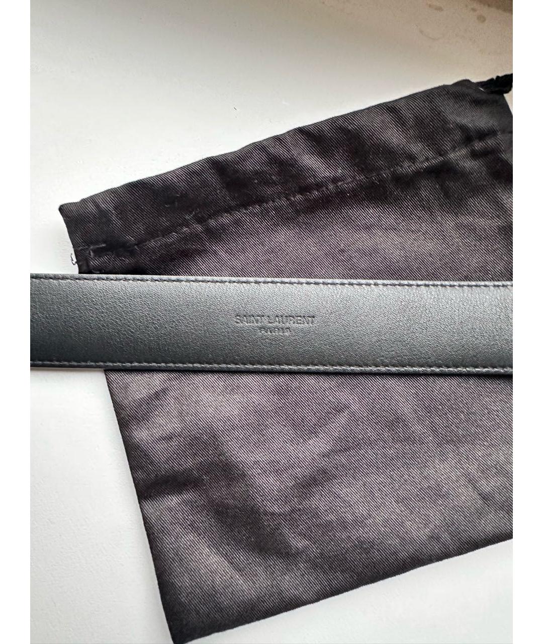 SAINT LAURENT Черный кожаный ремень, фото 3