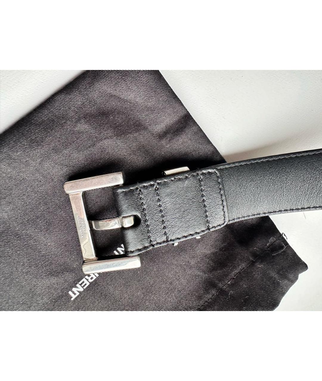 SAINT LAURENT Черный кожаный ремень, фото 2