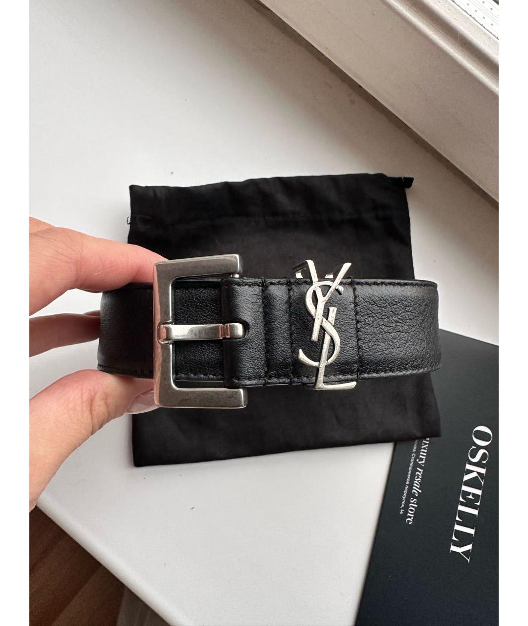SAINT LAURENT Черный кожаный ремень, фото 5
