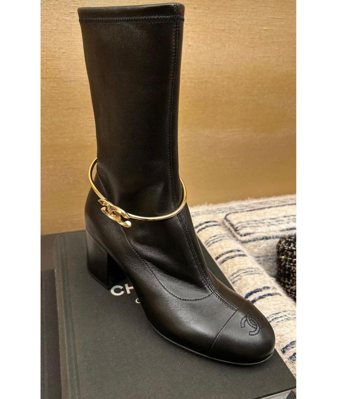 CHANEL Черные кожаные ботильоны, фото 6