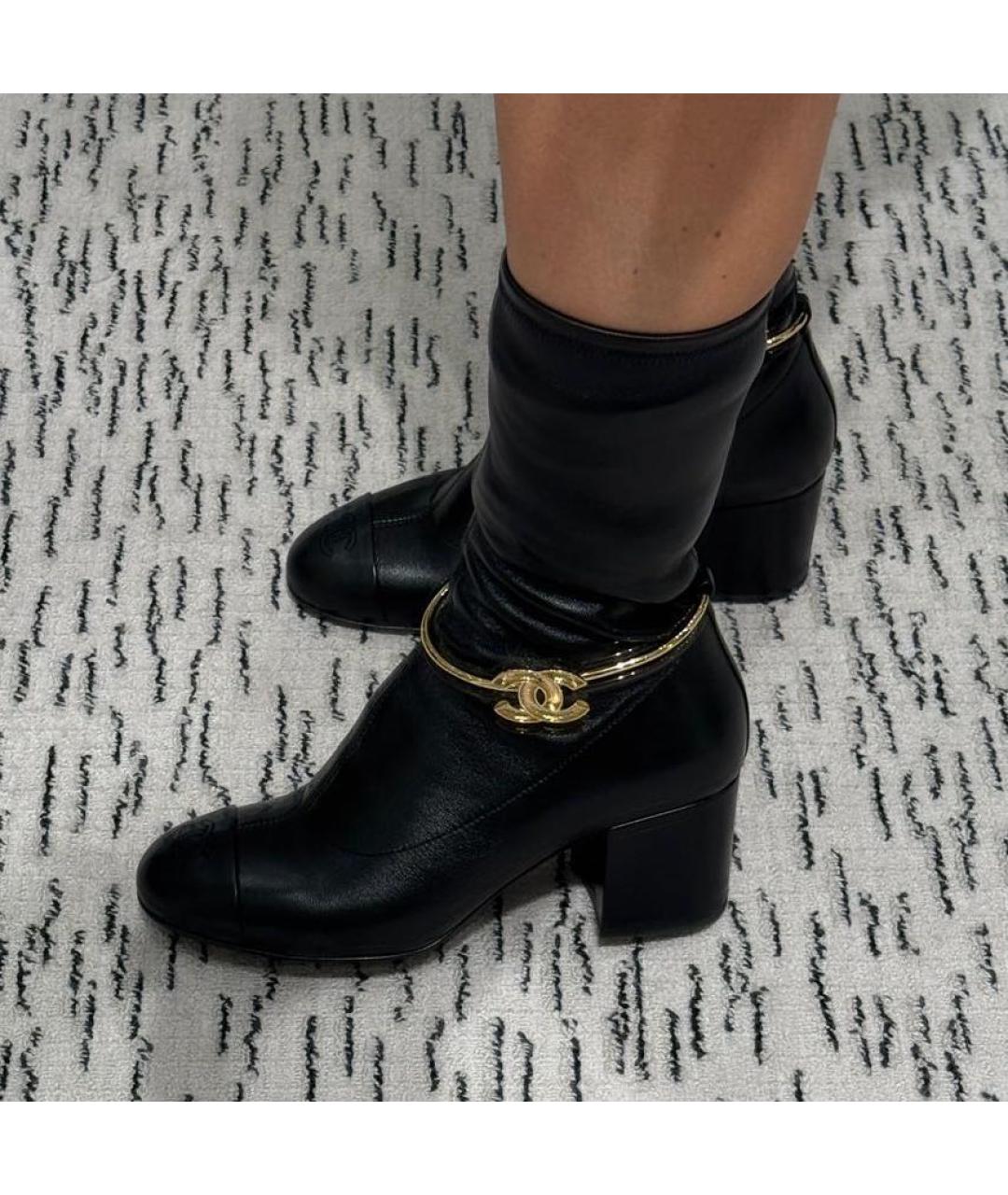 CHANEL Черные кожаные ботильоны, фото 8