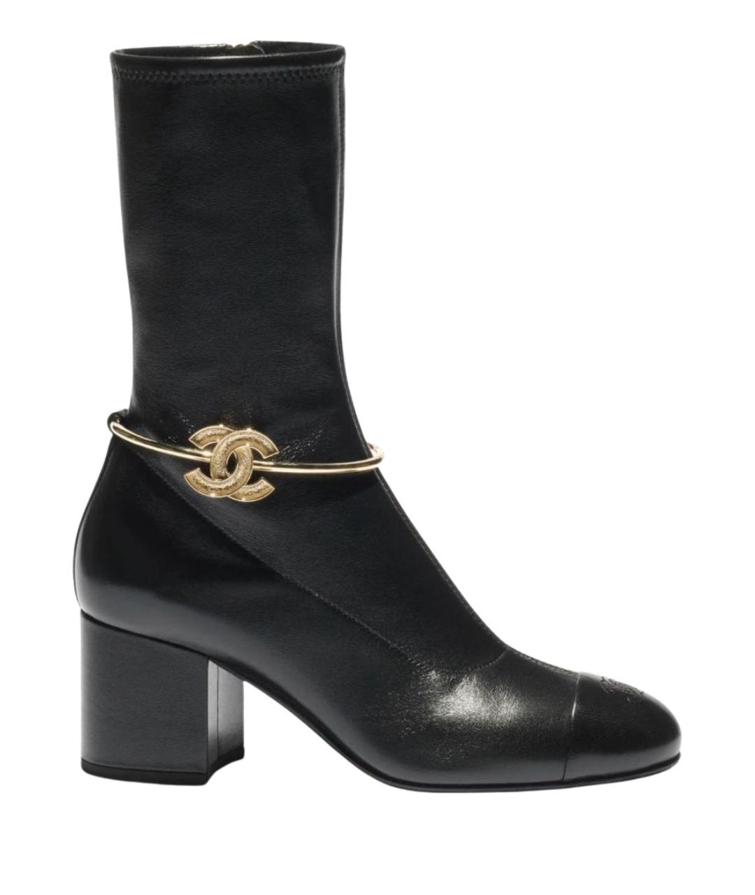 CHANEL Черные кожаные ботильоны, фото 1