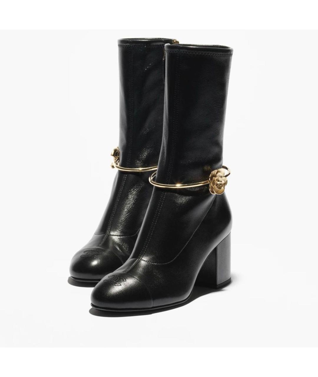 CHANEL Черные кожаные ботильоны, фото 4