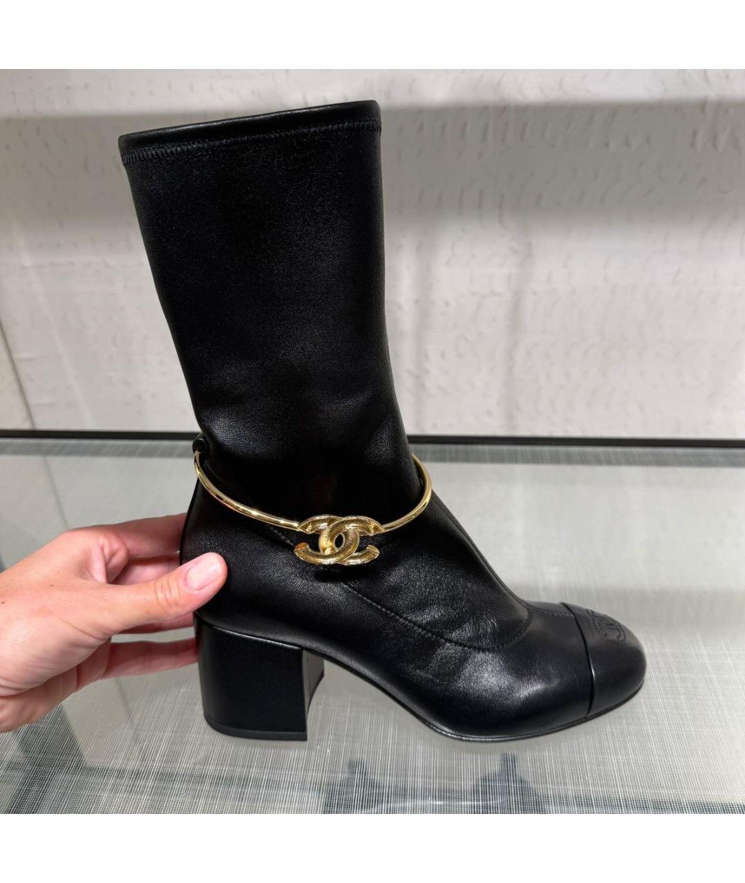 CHANEL Черные кожаные ботильоны, фото 5