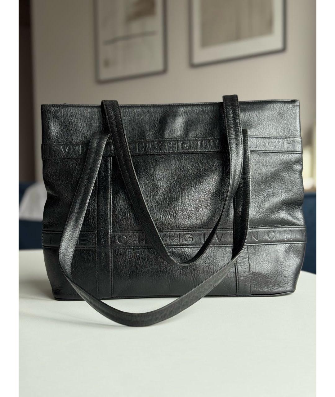 GIVENCHY Черная кожаная сумка тоут, фото 9