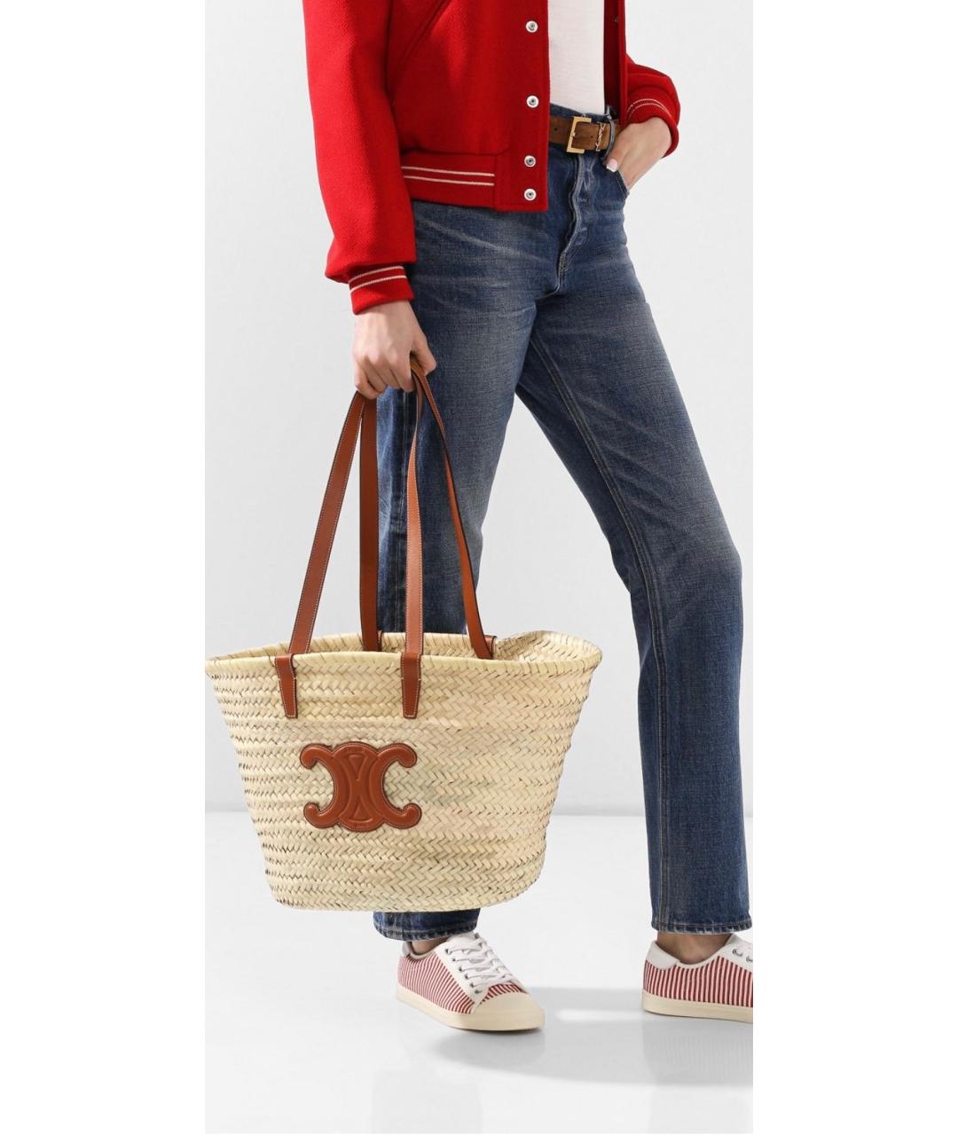 CELINE Бежевая пелетеная сумка через плечо, фото 4