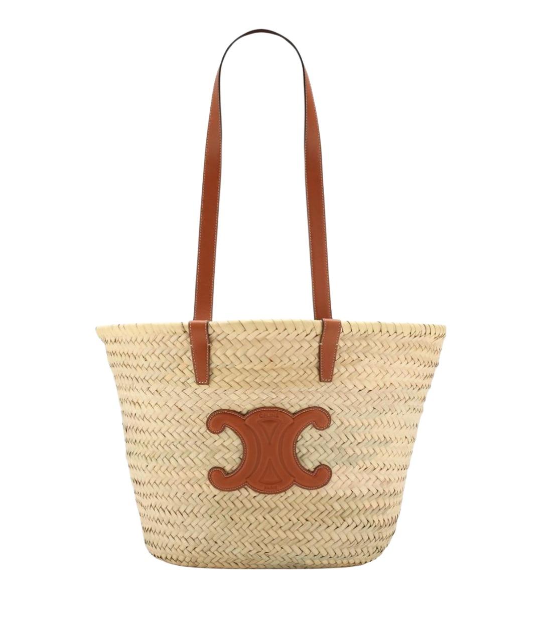 CELINE Бежевая пелетеная сумка через плечо, фото 1