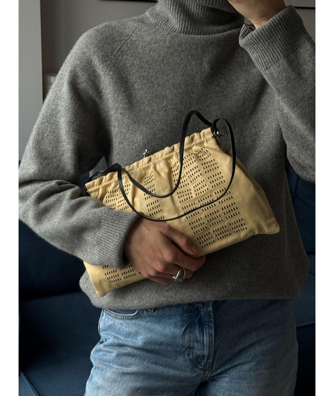 MIU MIU Бежевая кожаная сумка с короткими ручками, фото 8