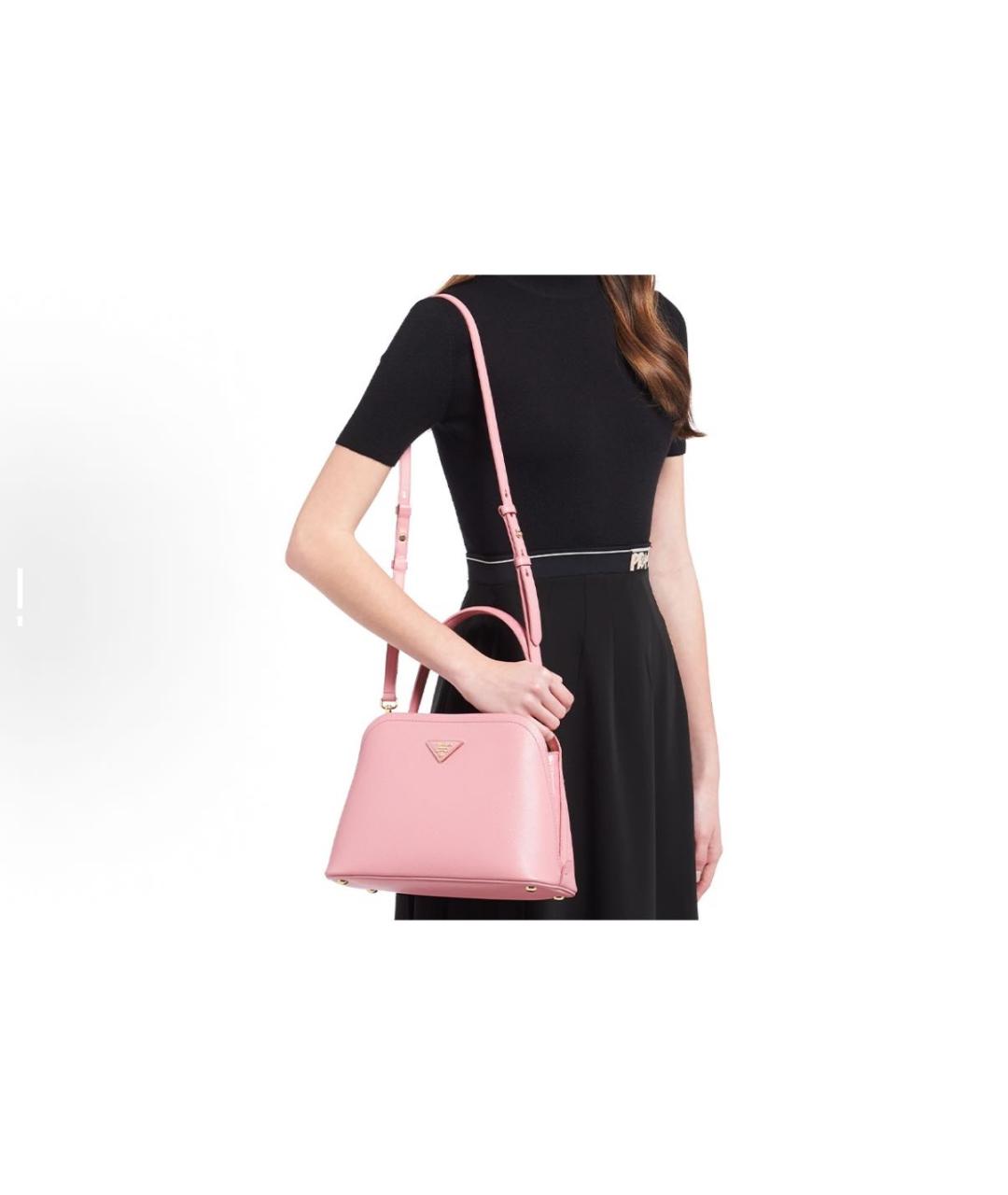 PRADA Розовая кожаная сумка с короткими ручками, фото 4