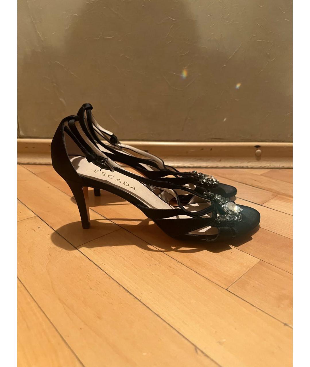 ESCADA Черные бархатные босоножки, фото 9