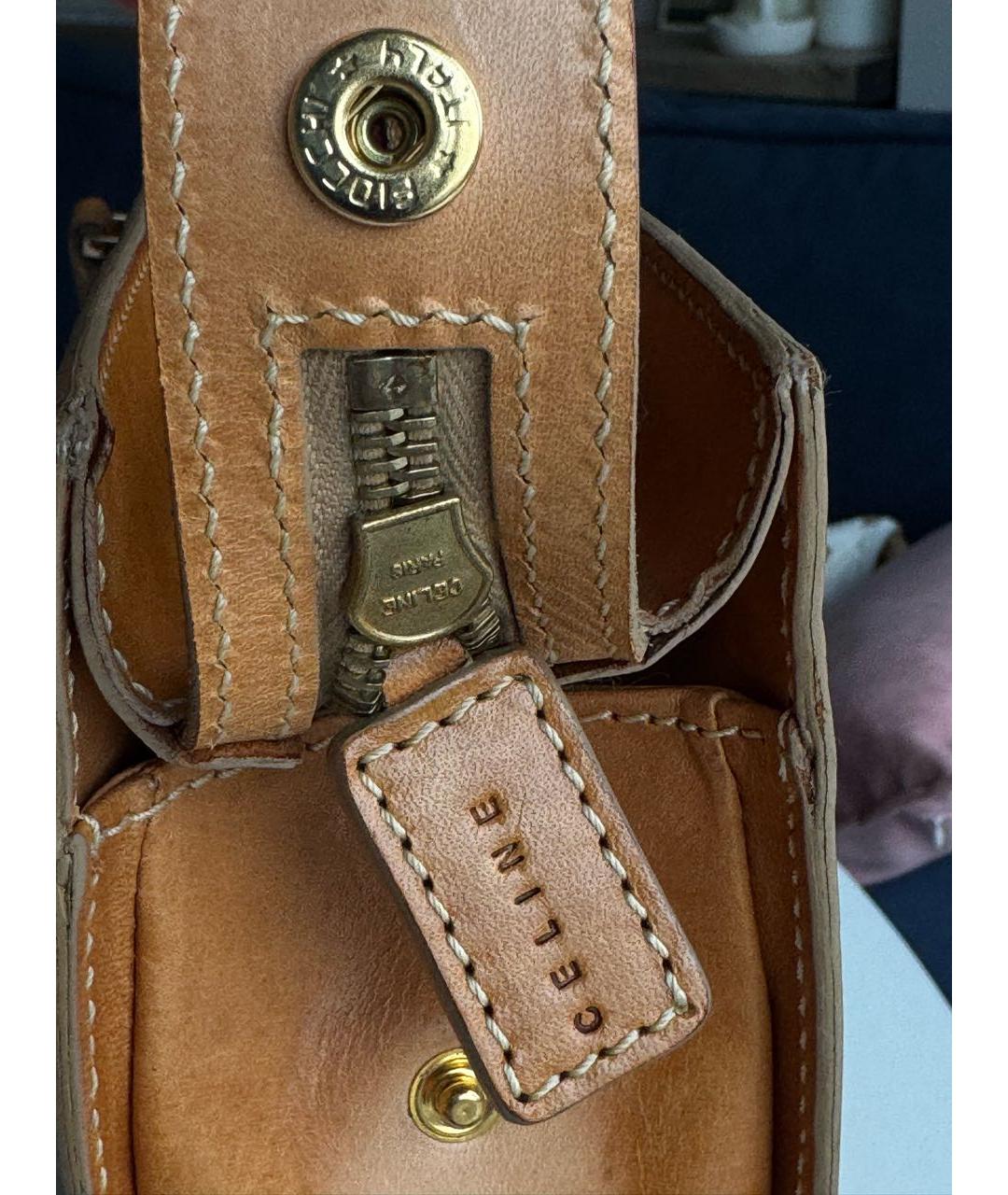 CELINE Коричневая кожаная сумка тоут, фото 5