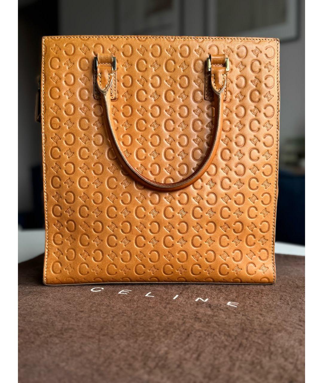 CELINE Коричневая кожаная сумка тоут, фото 3