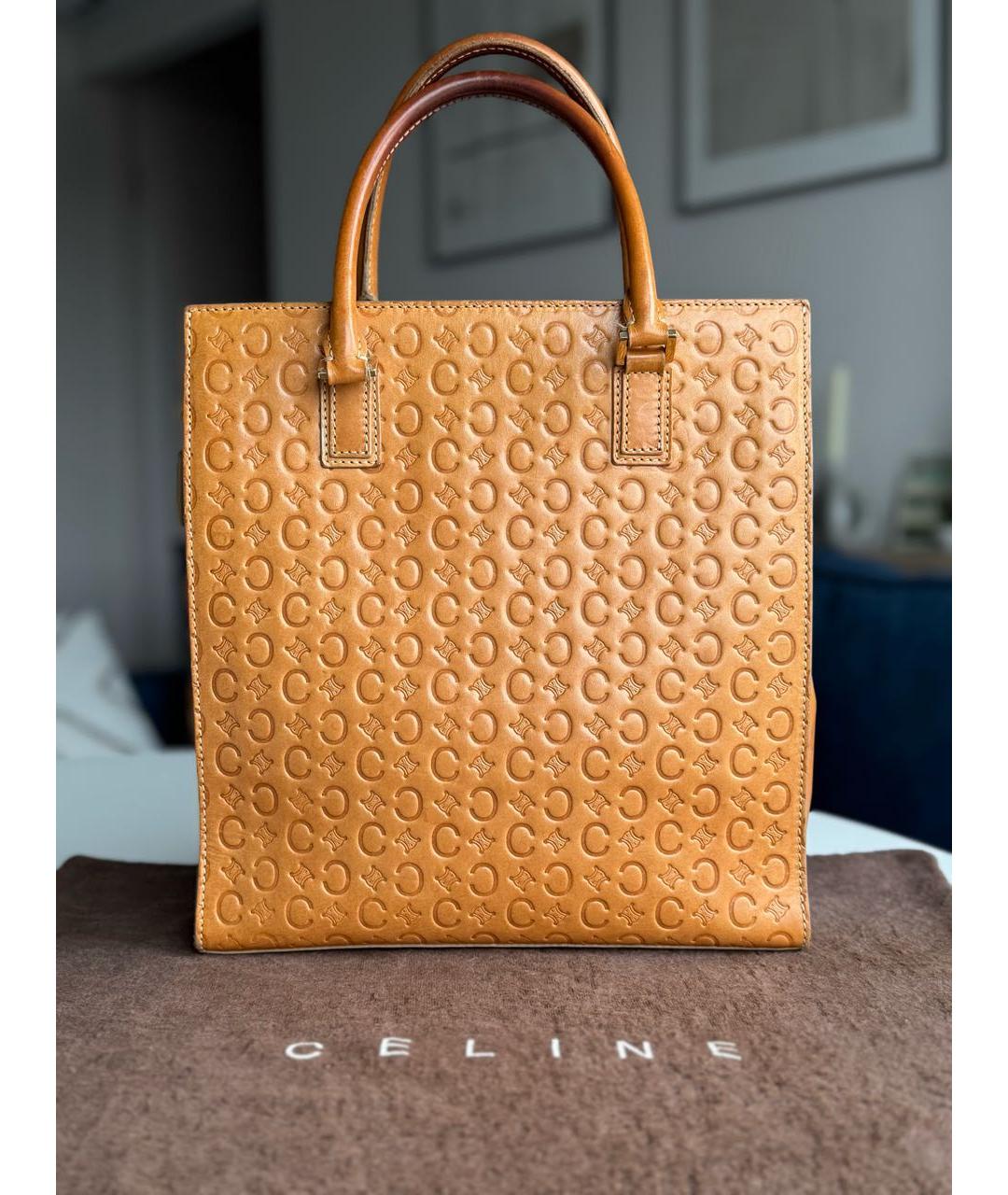 CELINE Коричневая кожаная сумка тоут, фото 9