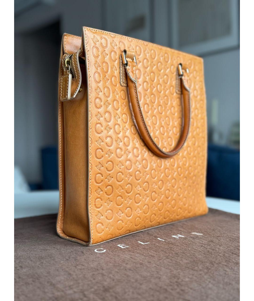 CELINE Коричневая кожаная сумка тоут, фото 2