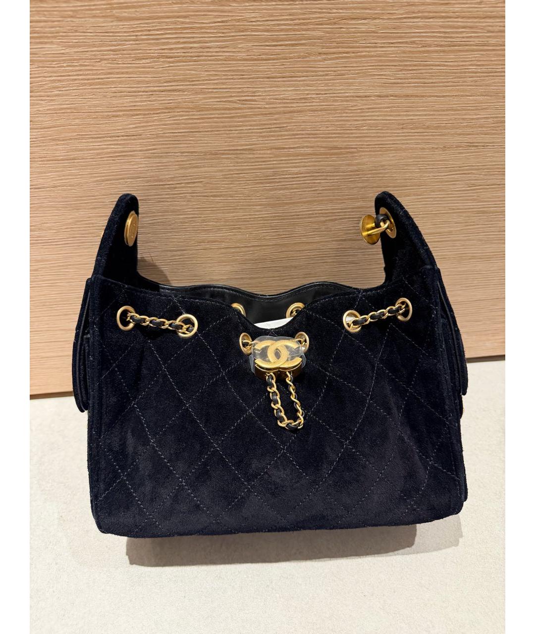 CHANEL Черная замшевая сумка тоут, фото 4