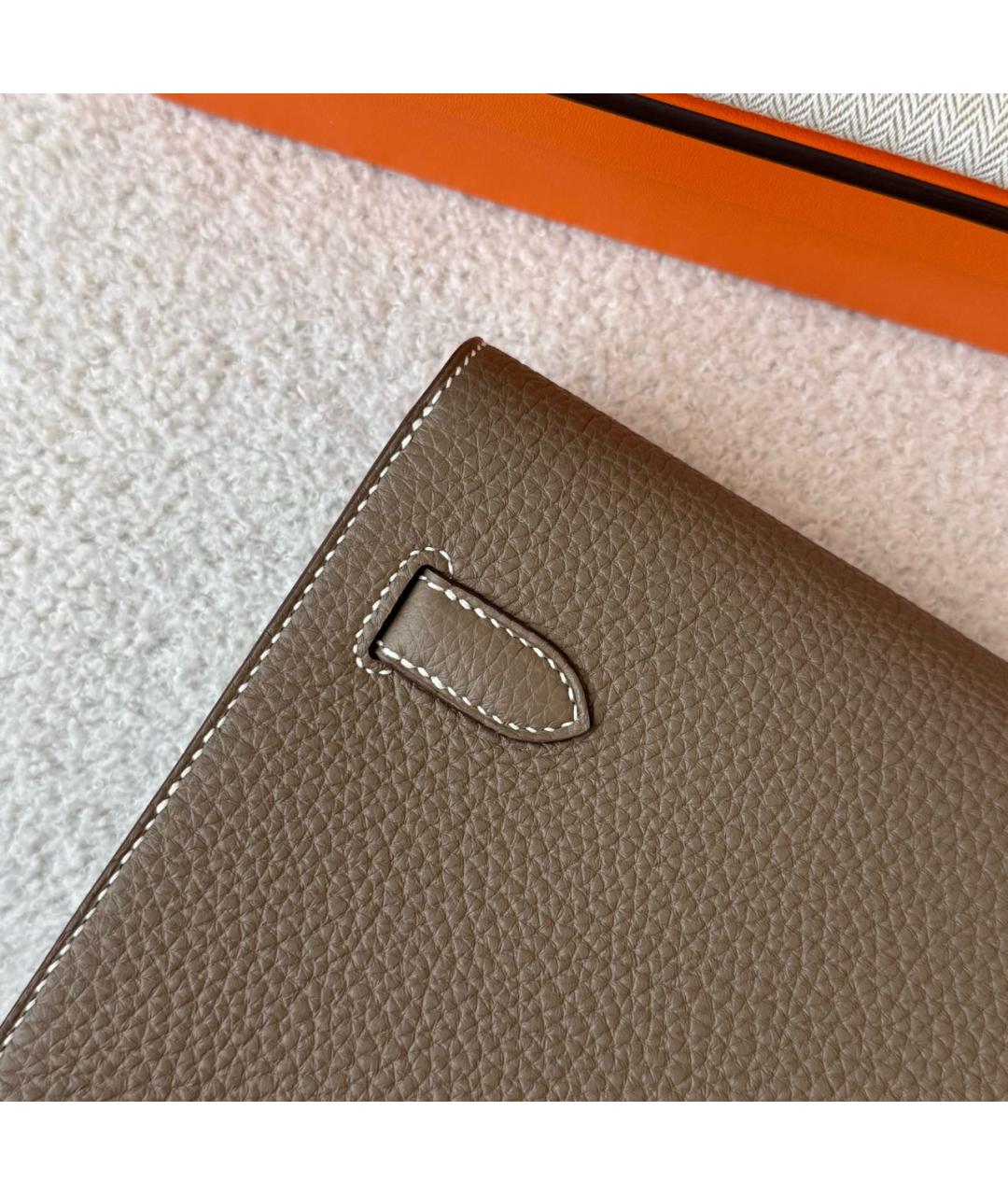 HERMES Коричневая кожаная барсетка, фото 4