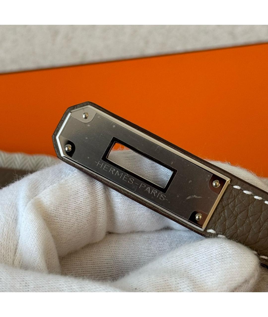 HERMES Коричневая кожаная барсетка, фото 6
