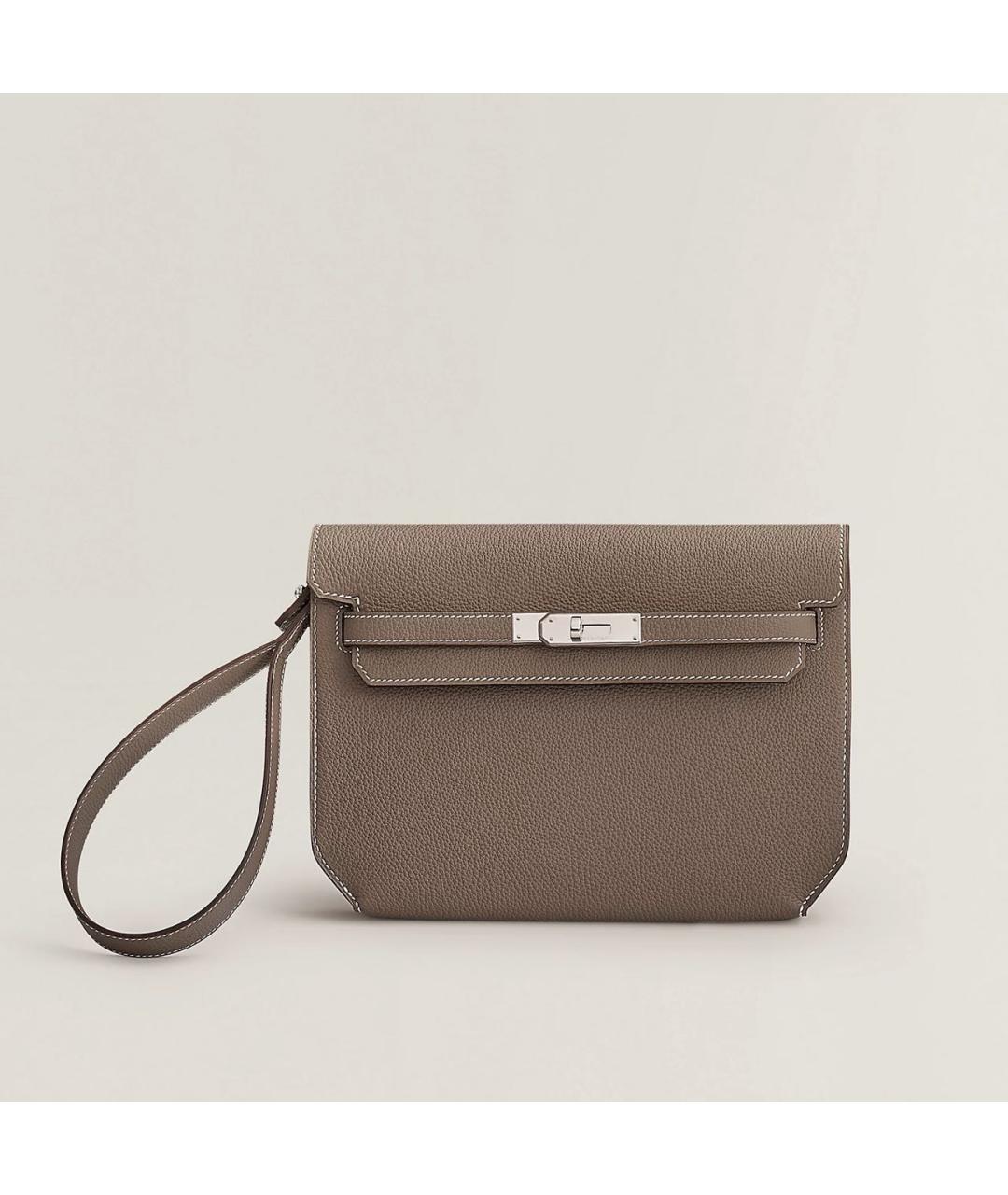 HERMES Коричневая кожаная барсетка, фото 9