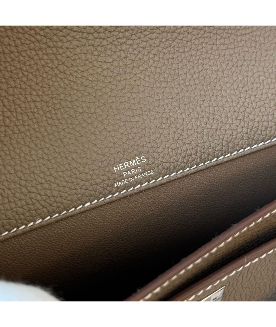 HERMES Коричневая кожаная барсетка, фото 7