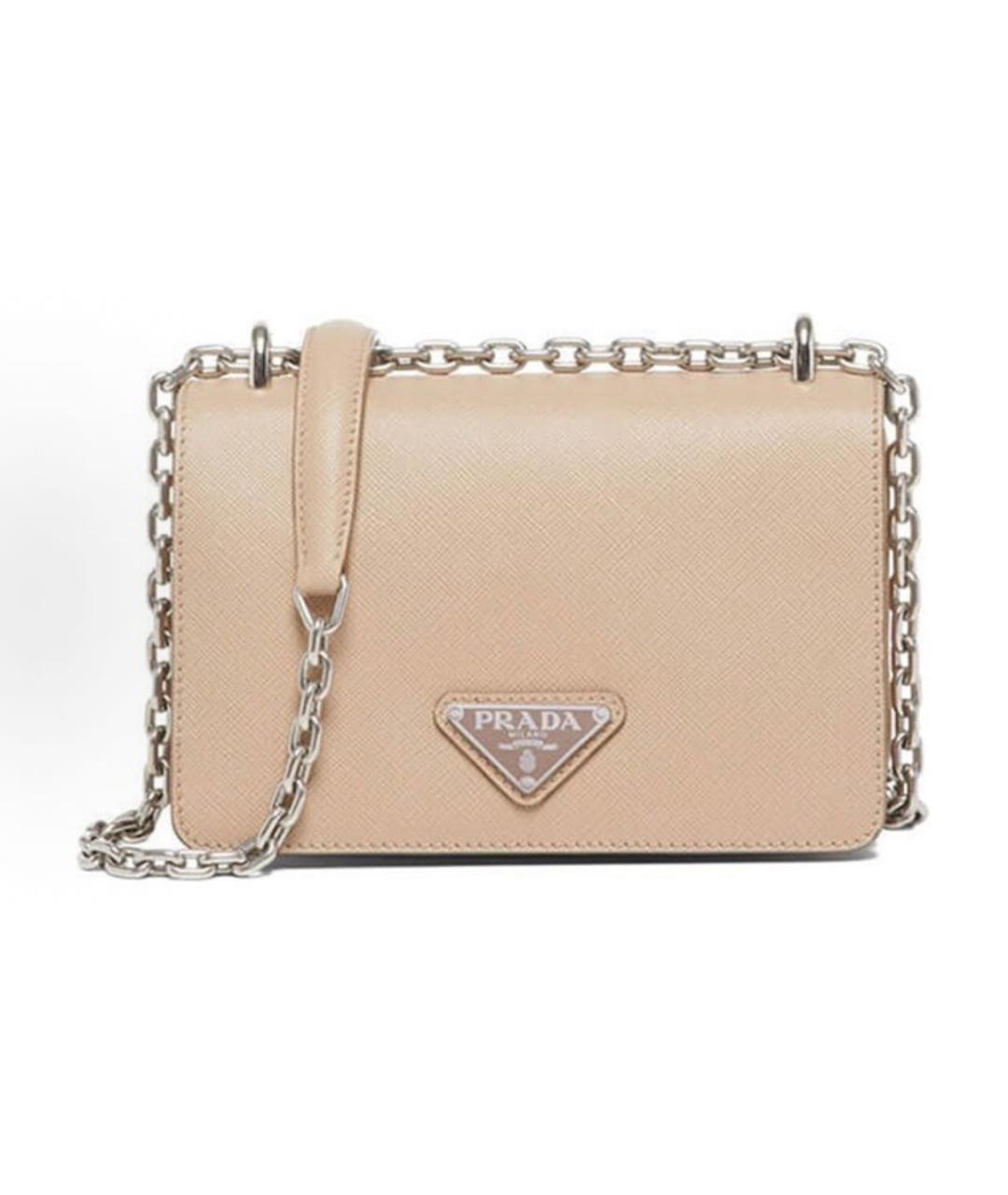 PRADA Бежевая кожаная сумка через плечо, фото 1