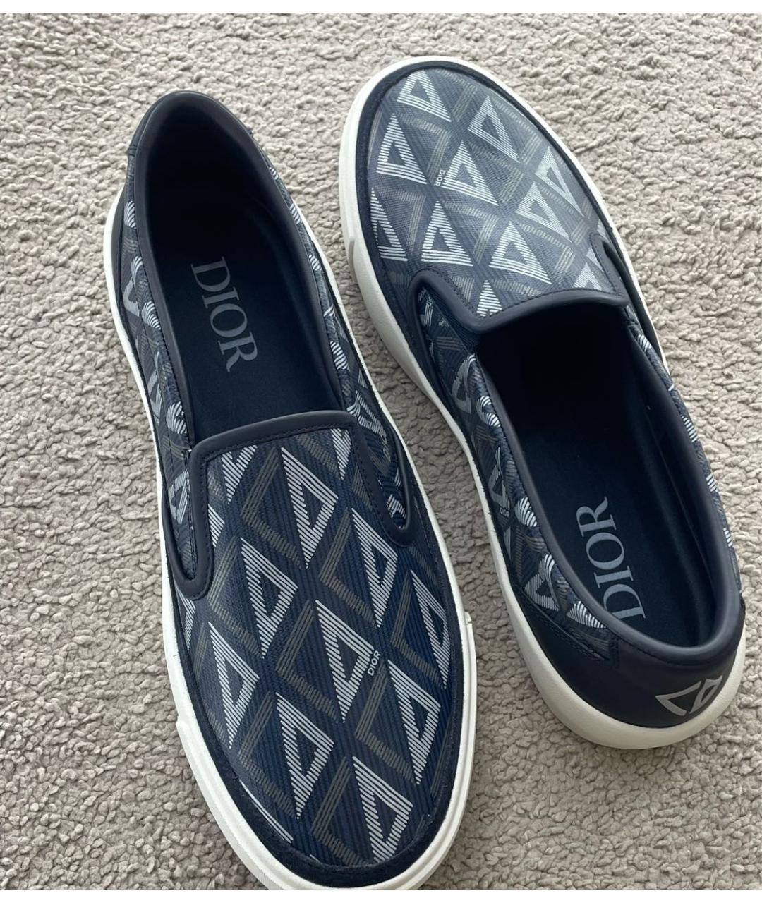CHRISTIAN DIOR Темно-синие текстильные лоферы, фото 4