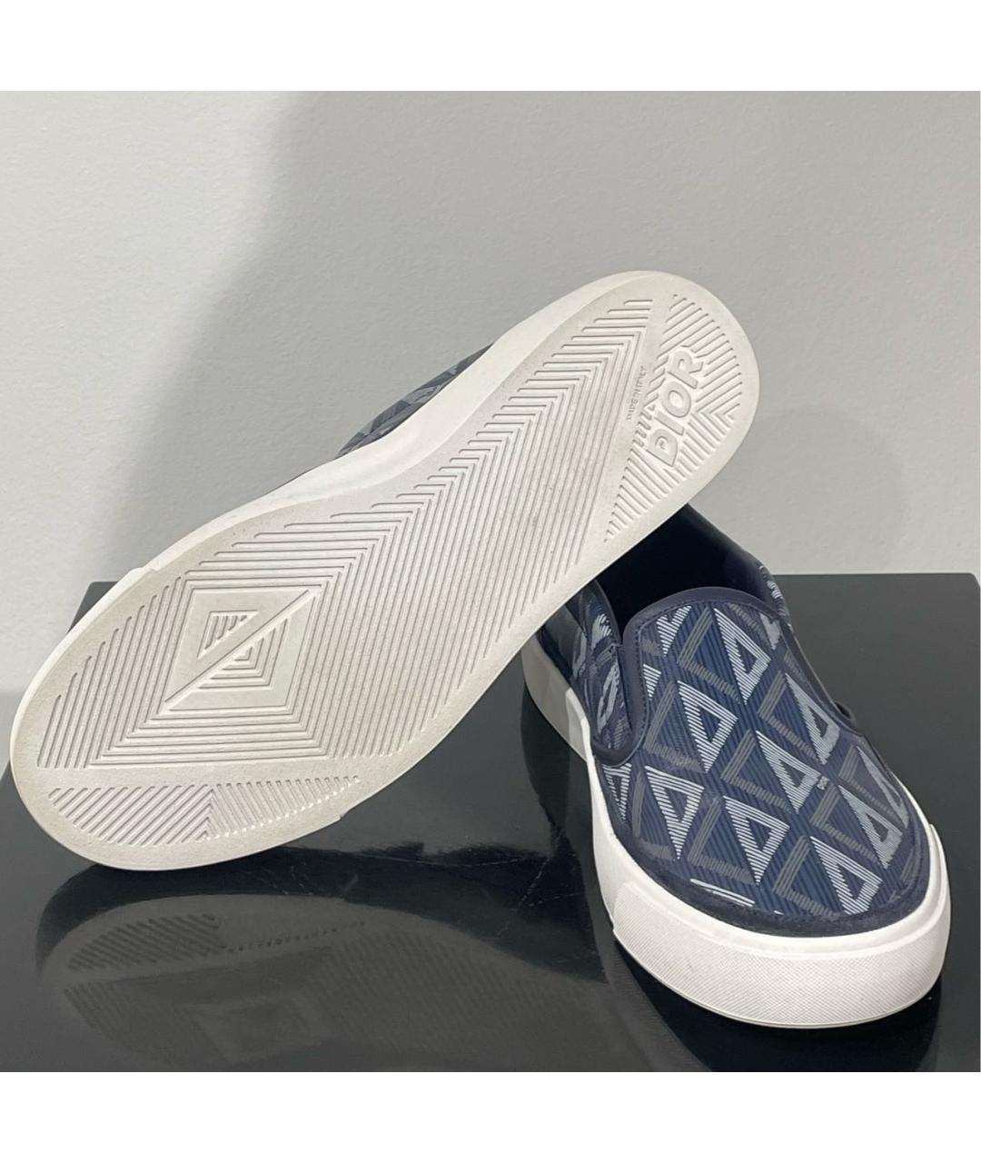 CHRISTIAN DIOR Темно-синие текстильные лоферы, фото 5