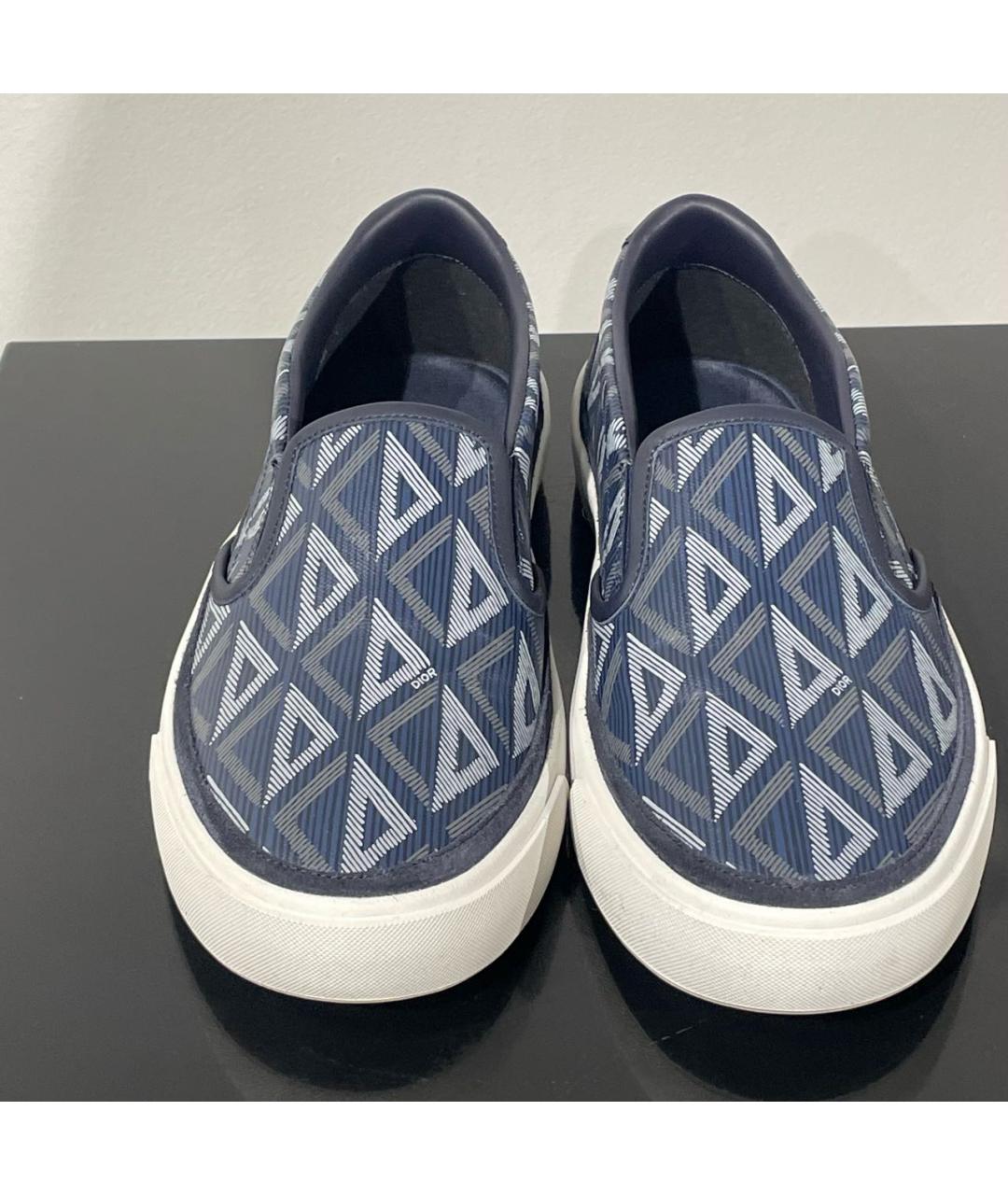 CHRISTIAN DIOR Темно-синие текстильные лоферы, фото 3