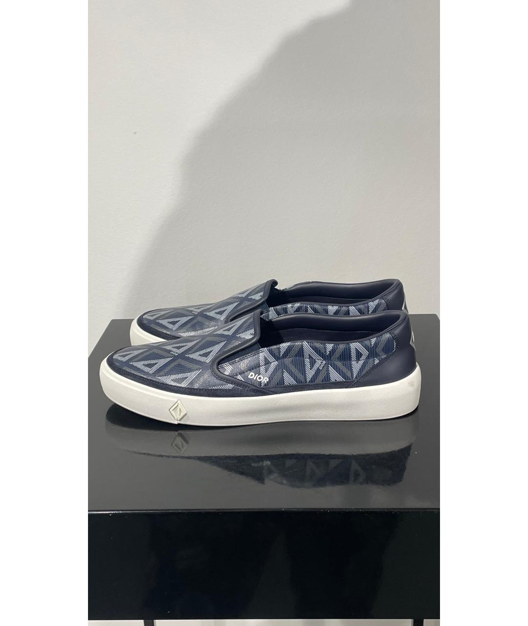 CHRISTIAN DIOR Темно-синие текстильные лоферы, фото 7