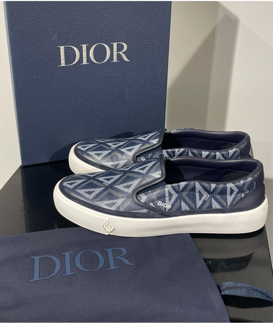 CHRISTIAN DIOR Темно-синие текстильные лоферы, фото 6