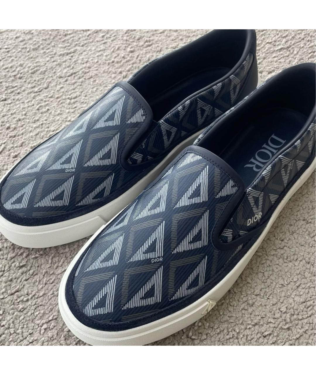 CHRISTIAN DIOR Темно-синие текстильные лоферы, фото 2