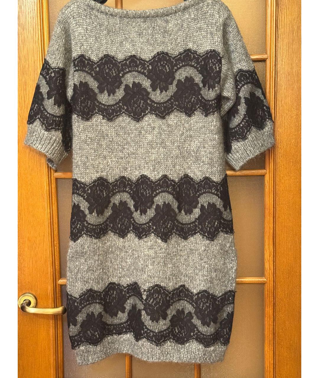 DOLCE&GABBANA Серое шерстяное повседневное платье, фото 2
