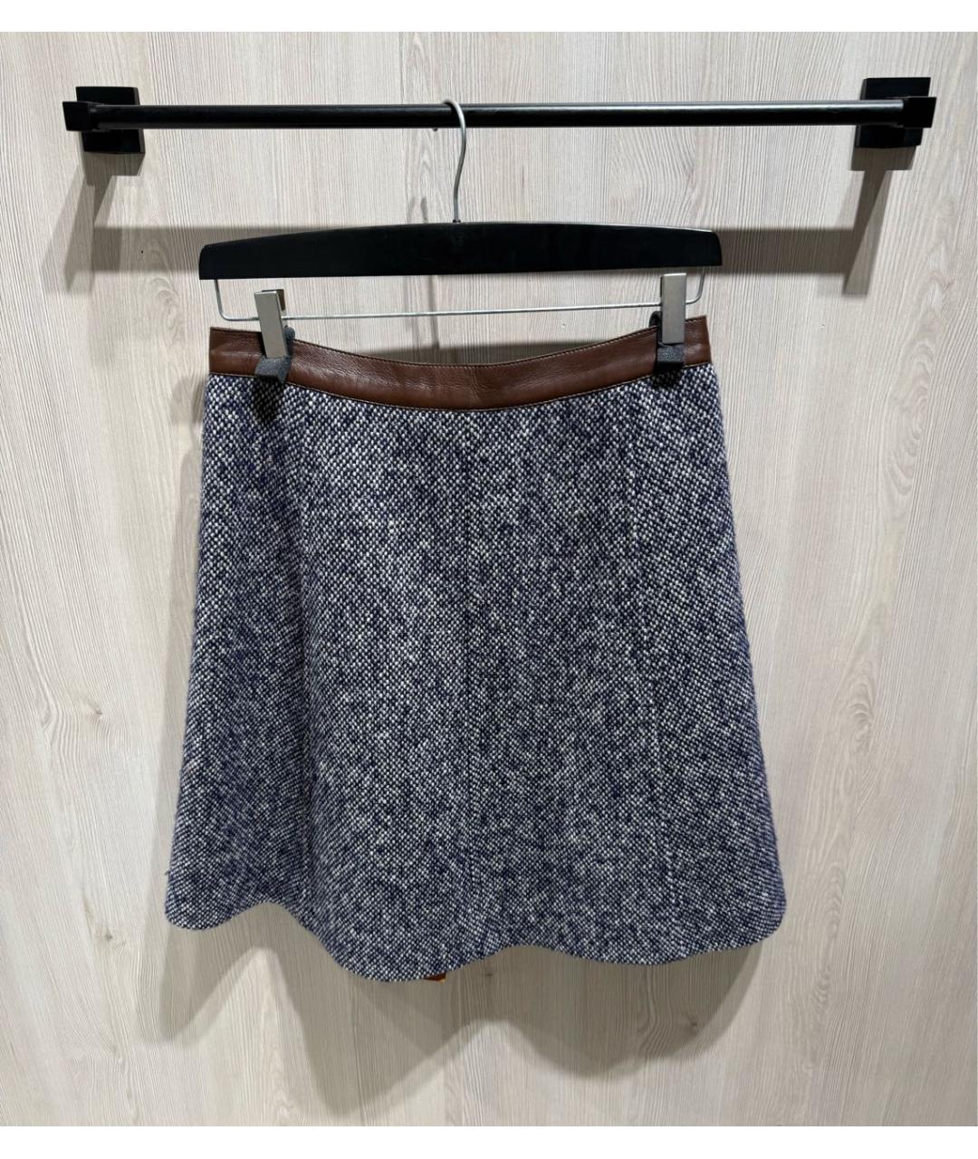 LOUIS VUITTON Синяя шерстяная юбка миди, фото 2