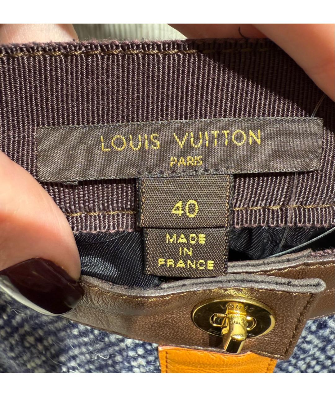 LOUIS VUITTON Синяя шерстяная юбка миди, фото 4