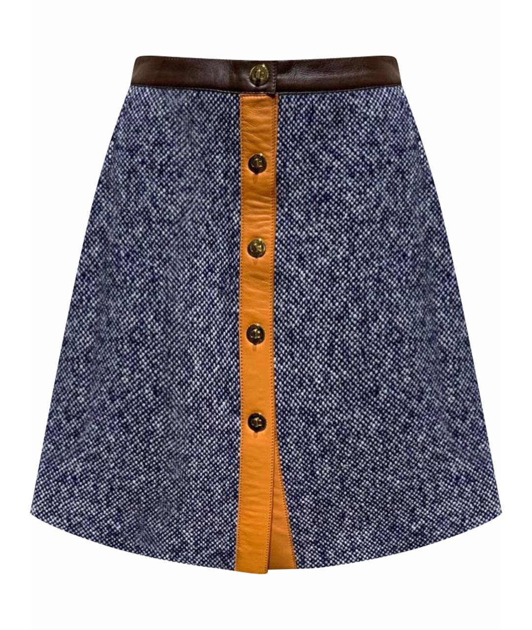 LOUIS VUITTON Синяя шерстяная юбка миди, фото 1