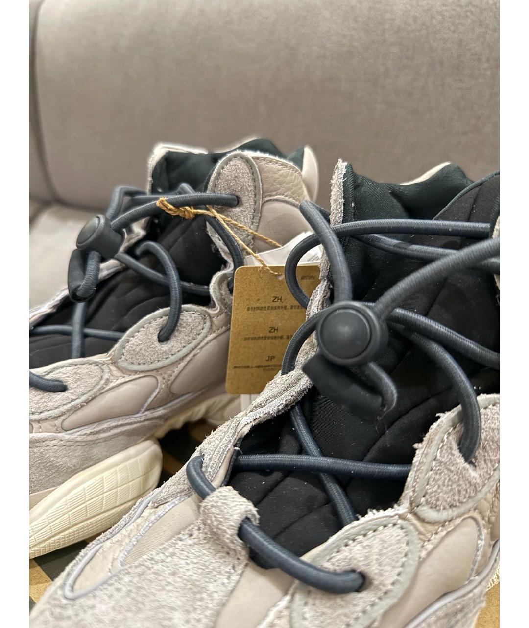 ADIDAS YEEZY Бежевые замшевые высокие кроссовки / кеды, фото 4