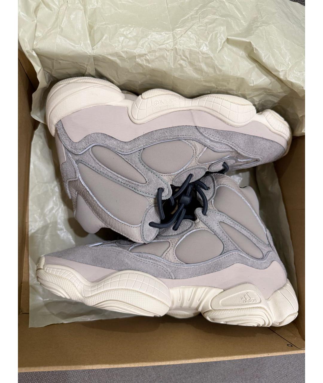 ADIDAS YEEZY Бежевые замшевые высокие кроссовки / кеды, фото 9