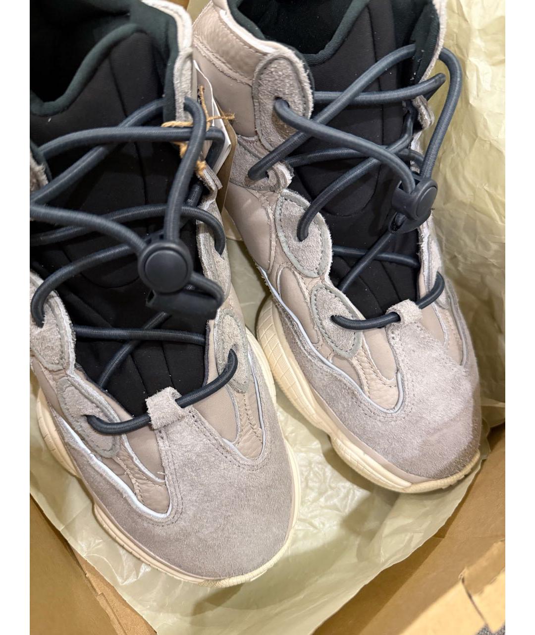 ADIDAS YEEZY Бежевые замшевые высокие кроссовки / кеды, фото 3