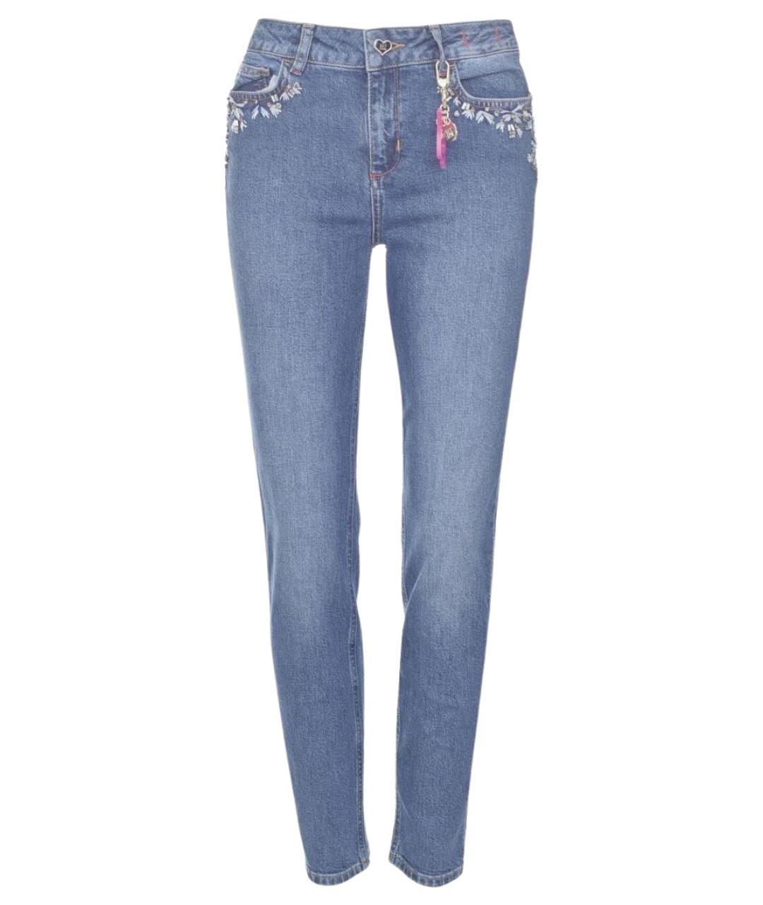 TWIN-SET Синие хлопко-эластановые джинсы слим, фото 1