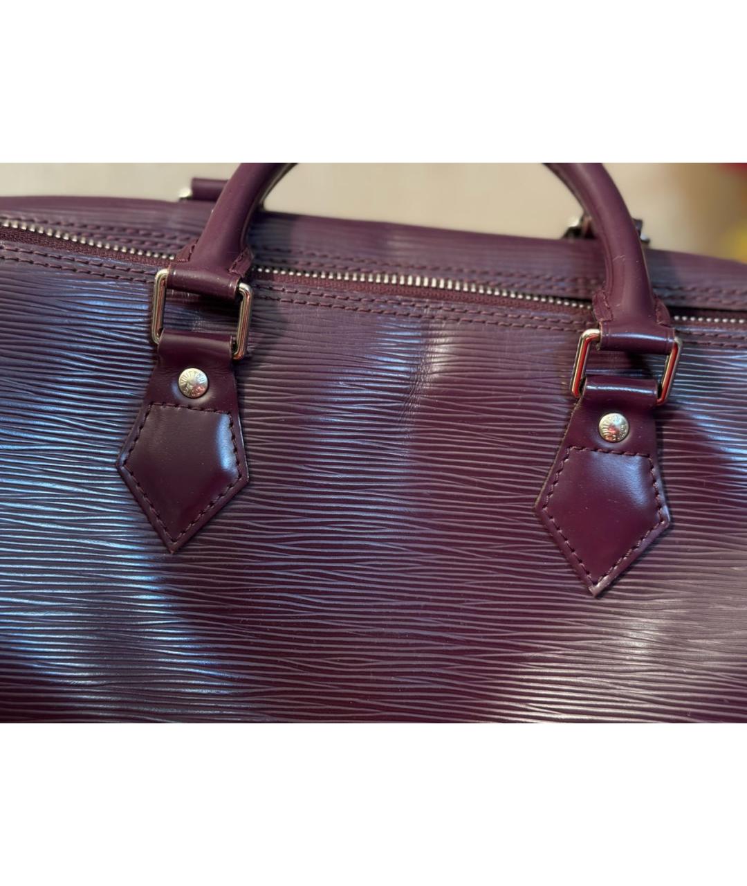 LOUIS VUITTON Бордовая кожаная сумка с короткими ручками, фото 3