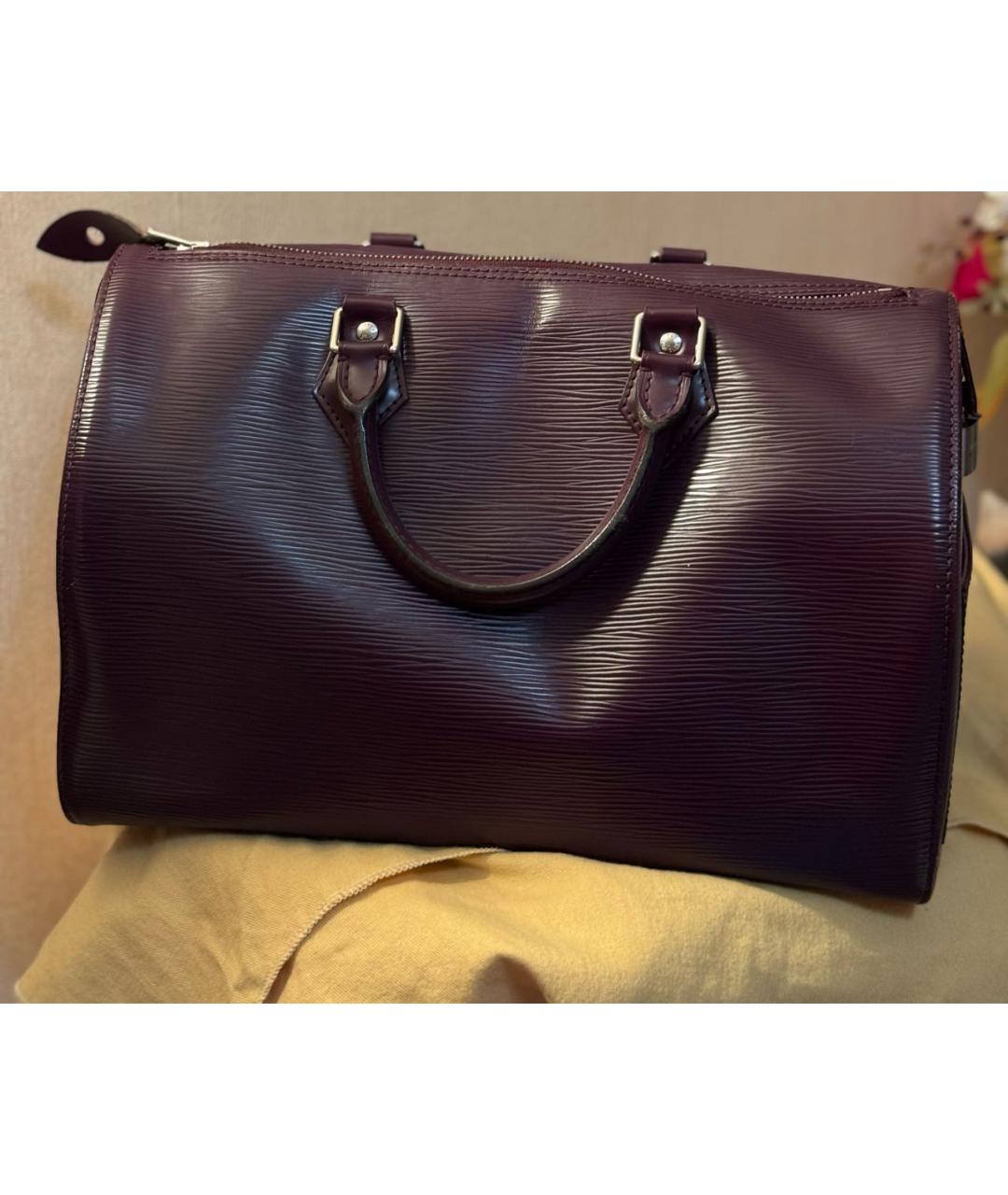 LOUIS VUITTON Бордовая кожаная сумка с короткими ручками, фото 5
