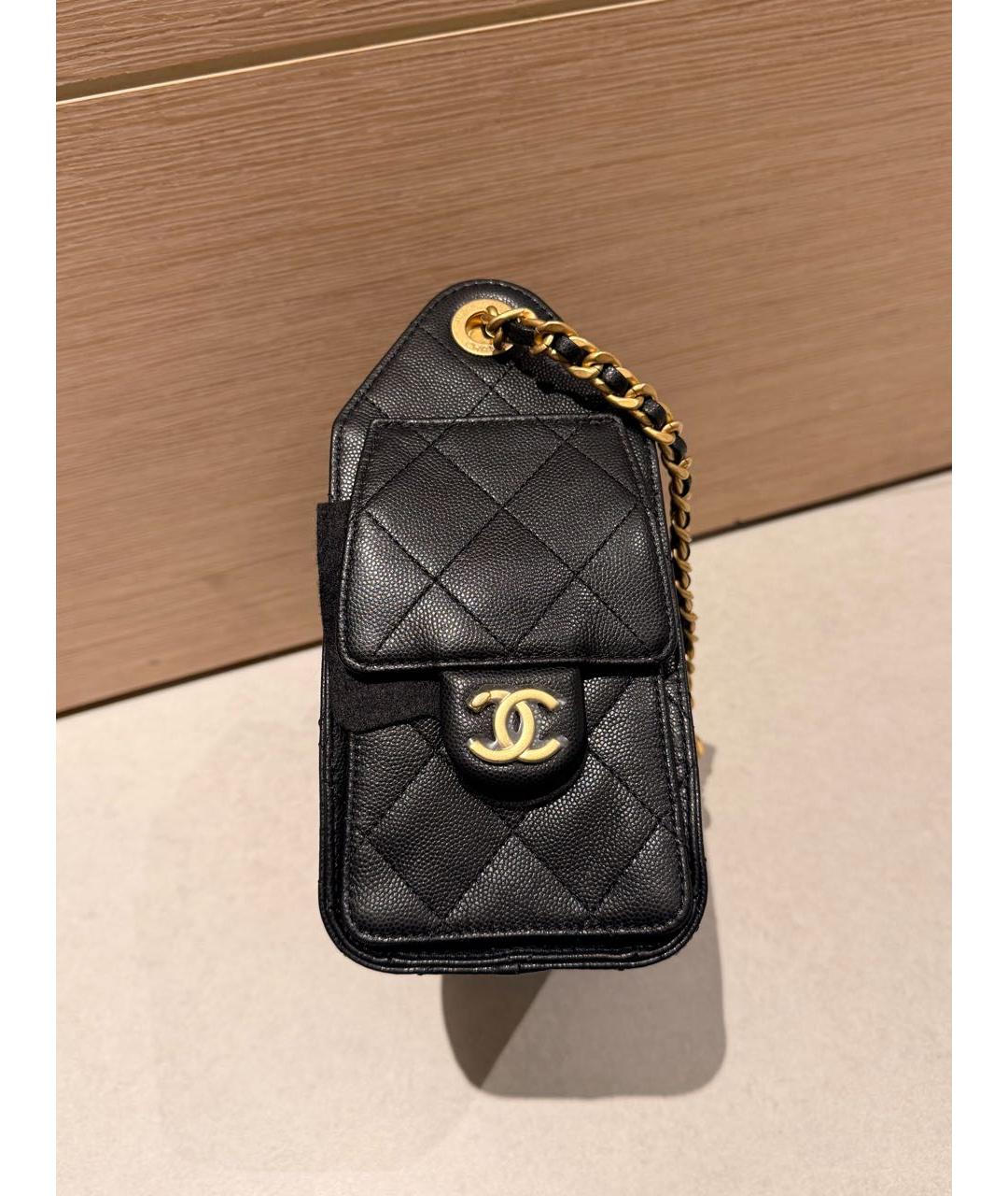 CHANEL Черная кожаная сумка через плечо, фото 2
