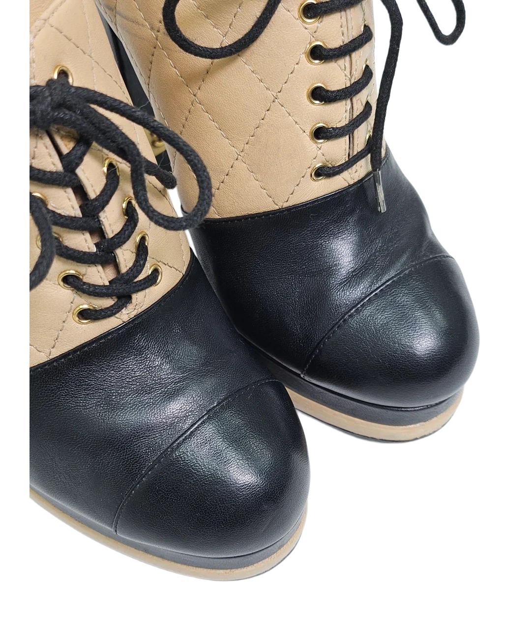 CHANEL Бежевые кожаные ботильоны, фото 5