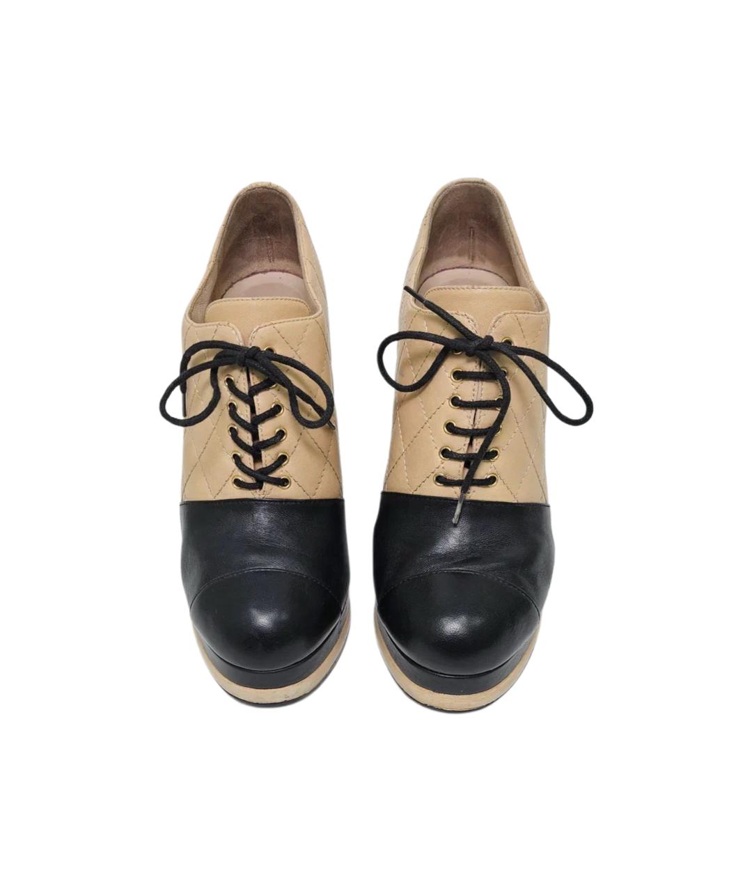 CHANEL Бежевые кожаные ботильоны, фото 2