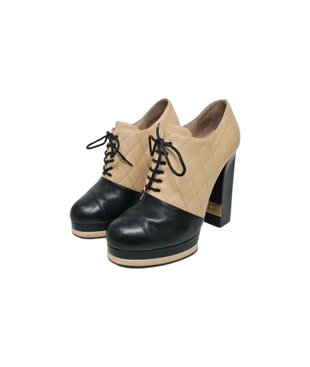 CHANEL Бежевые кожаные ботильоны, фото 8